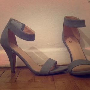 Baby blue Velcro strap on heels